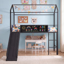 Kids Twin Size Loft Bed with Ladder and Slide for Bedroom