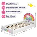 Children Twin Size Upholstered Platform Single Bed by LJGDeals