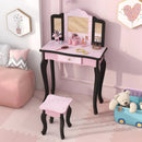 2 in 1 Princess Dressing Table Writing Desk with Cute Leopard Print 3 Makeup Accessories-Pink by LJGDeals