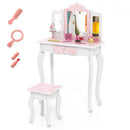 Kids Vanity Set with Drawer and 3 Makeup Accessories-Pink by LJGDeals