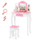 Princess Pretend Play Makeup Dressing Table with Cute Polka Dot Print-Pink by LJGDeals