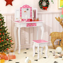 Princess Pretend Play Makeup Dressing Table with Cute Polka Dot Print-Pink by LJGDeals