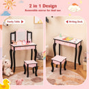 2 in 1 Princess Dressing Table Writing Desk with Cute Leopard Print 3 Makeup Accessories-Pink by LJGDeals