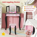 2 in 1 Princess Dressing Table Writing Desk with Cute Leopard Print 3 Makeup Accessories-Pink by LJGDeals