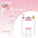 Princess Pretend Play Makeup Dressing Table with Cute Polka Dot Print-Pink by LJGDeals