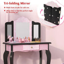 2 in 1 Princess Dressing Table Writing Desk with Cute Leopard Print 3 Makeup Accessories-Pink by LJGDeals
