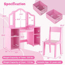 Kids Vanity Table and Chair Set with Removable Mirrors and 4 Storage Bins by LJGDeals