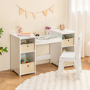 Kids Vanity Table and Chair Set with Removable Mirrors and 4 Storage Bins by LJGDeals