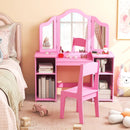 Kids Vanity Table and Chair Set with Removable Tri-Folding Mirror by LJGDeals