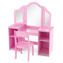 Kids Vanity Table and Chair Set with Removable Tri-Folding Mirror by LJGDeals
