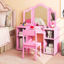 Kids Vanity Table and Chair Set with Removable Tri-Folding Mirror by LJGDeals