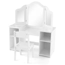 Kids Vanity Table and Chair Set with Removable Tri-Folding Mirror by LJGDeals