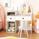 Kids Vanity Desk and Chair Set with Lights Open Shelves by LJGDeals