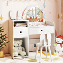 Kids Vanity Desk and Chair Set with Lights Open Shelves by LJGDeals