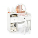 Kids Vanity Desk and Chair Set with Lights Open Shelves by LJGDeals