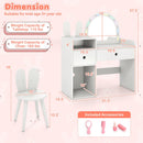 Kids Vanity Desk and Chair Set with Lights Open Shelves