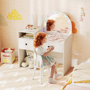 Kids Vanity Desk and Chair Set with Lights Open Shelves