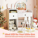 Kids Vanity Desk and Chair Set with Lights Open Shelves by LJGDeals