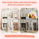 Kids Vanity Desk and Chair Set with Lights Open Shelves by LJGDeals