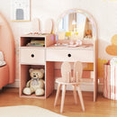 Kids Vanity Desk and Chair Set with Lights Open Shelves by LJGDeals