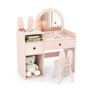 Kids Vanity Desk and Chair Set with Lights Open Shelves by LJGDeals