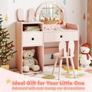 Kids Vanity Desk and Chair Set with Lights Open Shelves by LJGDeals