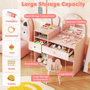 Kids Vanity Desk and Chair Set with Lights Open Shelves by LJGDeals