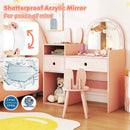 Kids Vanity Desk and Chair Set with Lights Open Shelves by LJGDeals