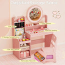 Kids Vanity Desk with Mirror and Lights Princess Pretend Play Dressing Table and Chair Set by LJGDeals