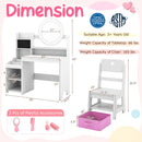 Kids Vanity Desk with Mirror and Lights Princess Pretend Play Dressing Table and Chair Set