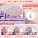 Kids Vanity Desk with Mirror and Lights Princess Pretend Play Dressing Table-Purple by LJGDeals