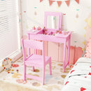 2-in-1 Kids Vanity Makeup Table and Chair Set with Flip Top Mirror by LJGDeals