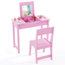 2-in-1 Kids Vanity Makeup Table and Chair Set with Flip Top Mirror by LJGDeals