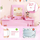 2-in-1 Kids Vanity Makeup Table and Chair Set with Flip Top Mirror by LJGDeals