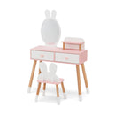2 in 1 Wooden Princess Kids Vanity Set with Mirror-White by LJGDeals