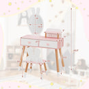 2 in 1 Wooden Princess Kids Vanity Set with Mirror-White by LJGDeals