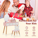 2 in 1 Wooden Princess Kids Vanity Set with Mirror-White by LJGDeals