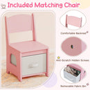 Kids Vanity Set Pretend Play Dressing Table Set with 3-Color Lighting Modes Adjustable Brightness and Mirror Cabinet by LJGDeals