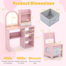 Kids Vanity Set Princess Girls Makeup Vanity Desk with Chair and 3-Color LED Lighted Mirror by LJGDeals