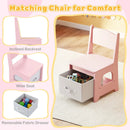 Kids Vanity Set Princess Girls Makeup Vanity Desk with Chair and 3-Color LED Lighted Mirror by LJGDeals