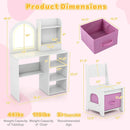 Kids Vanity Set Princess Girls Makeup Vanity Desk with Chair and 3-Color LED Lighted Mirror by LJGDeals