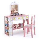 Kids Vanity Set Princess Girls Makeup Table with Mirror and Chair