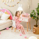 2 in 1 Wooden Princess Kids Vanity Set with Mirror-White by LJGDeals