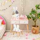 2 in 1 Wooden Princess Kids Vanity Set with Mirror-White by LJGDeals
