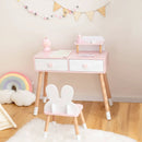 2 in 1 Wooden Princess Kids Vanity Set with Mirror-White by LJGDeals
