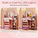 Kids Vanity Set with Colorful LED Lights Princess Makeup Dressing Table with Chair by LJGDeals