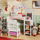 Kids Vanity Set with Colorful LED Lights Princess Makeup Dressing Table with Chair by LJGDeals
