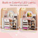 Kids Vanity Set with Colorful LED Lights Princess Makeup Dressing Table with Chair by LJGDeals