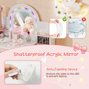 Kids Vanity Set with Colorful LED Lights Princess Makeup Dressing Table with Chair