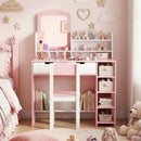 Kids Vanity Set with Chair and Mirror Makeup Dressing Desk with Storage Shelves and Drawers by LJGDeals
